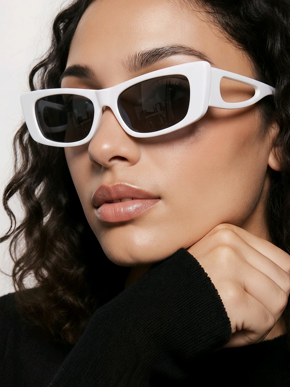 White Rectangular Fashion Sunglasses - Women